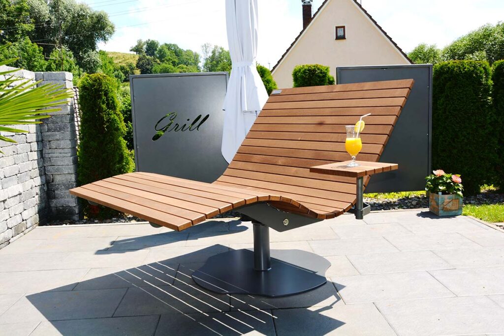 Design Gartenmöbel günstig - Sonnenliege Holz 2 Personen - Stadtmobiliar